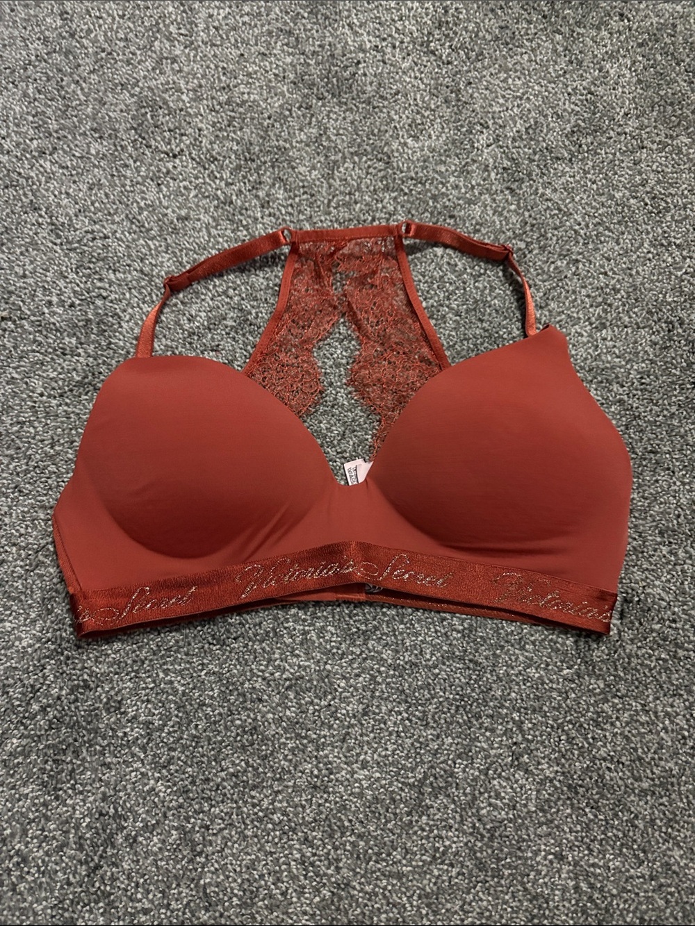 Victoria's Secret Brick Red Lace-Back Wireless Bra